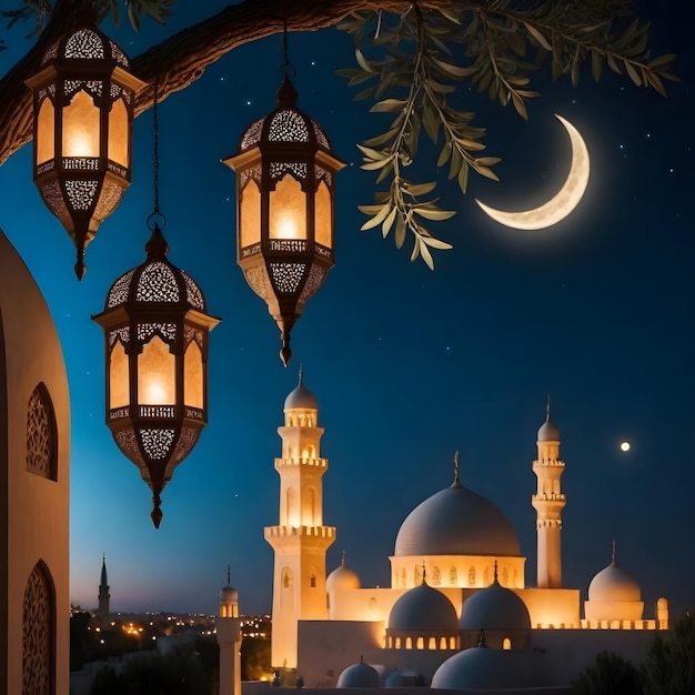 Banner de las redes sociales deseando el Ramadán Mubarak