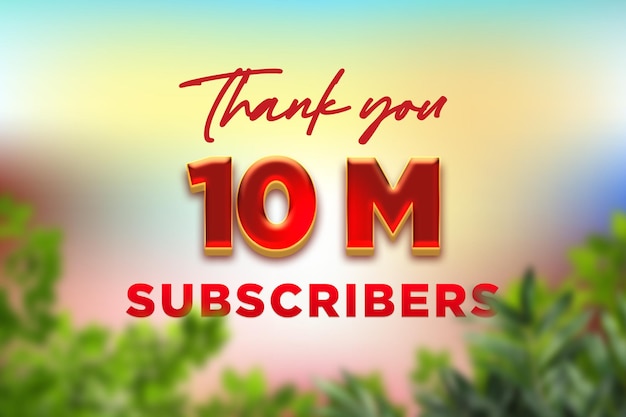 Banner de saludo de celebración de 10 millones de suscriptores con diseño de caramelo rojo afrutado