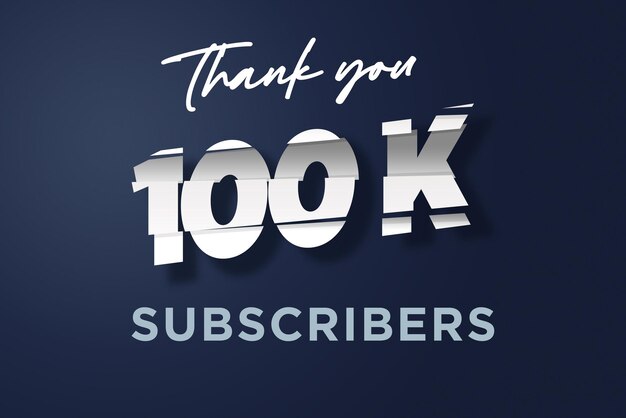 Banner de saludo de celebración de 100 K suscriptores con diseño de corte