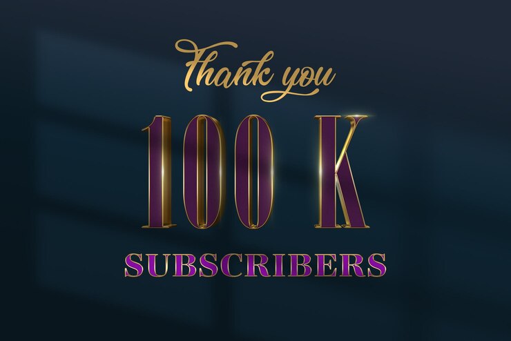 Foto banner de saludo de celebración de 100 k suscriptores con diseño de lujo