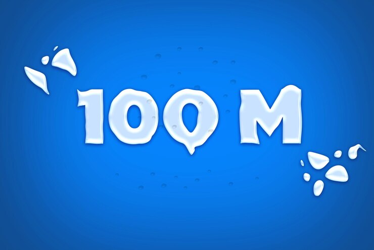 Foto banner de saludo de celebración de 100 millones de suscriptores con diseño de agua