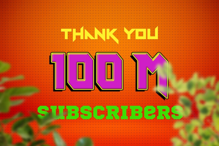 Foto banner de saludo de celebración de 100 millones de suscriptores con diseño de juego