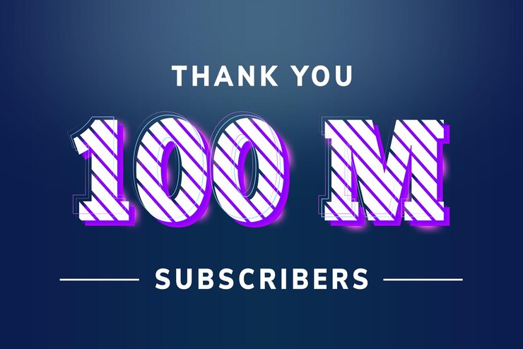 Foto banner de saludo de celebración de 100 millones de suscriptores con diseño de rayas