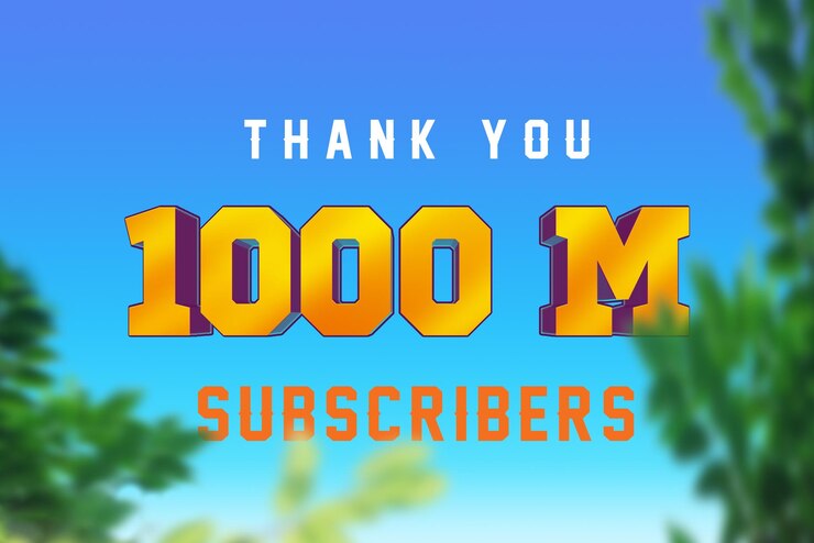 Foto banner de saludo de celebración de 1000 millones de suscriptores con diseño 3d
