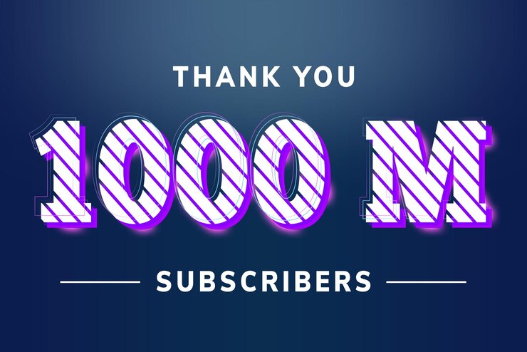 Foto banner de saludo de celebración de 1000 millones de suscriptores con diseño de rayas