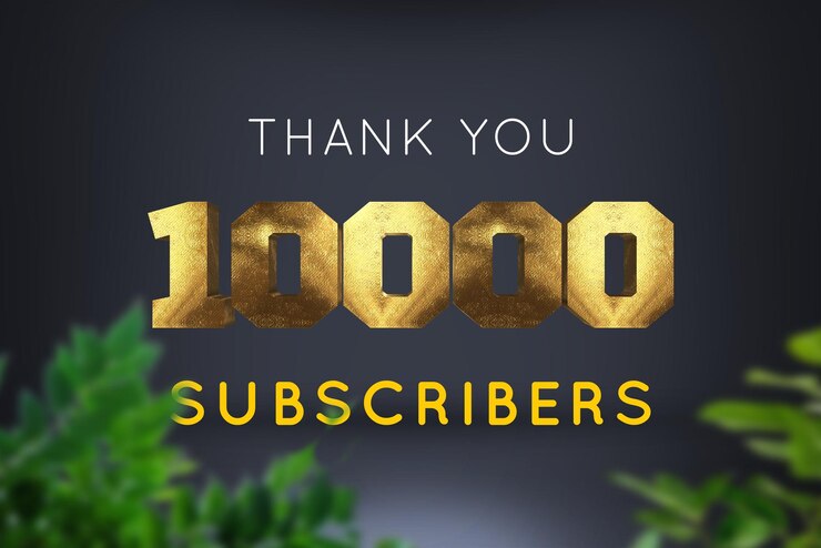 Foto banner de saludo de celebración de 10000 suscriptores con diseño de latón