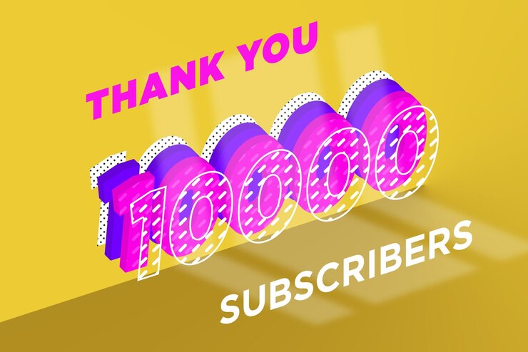 Foto banner de saludo de celebración de 10000 suscriptores con diseño de múltiples capas