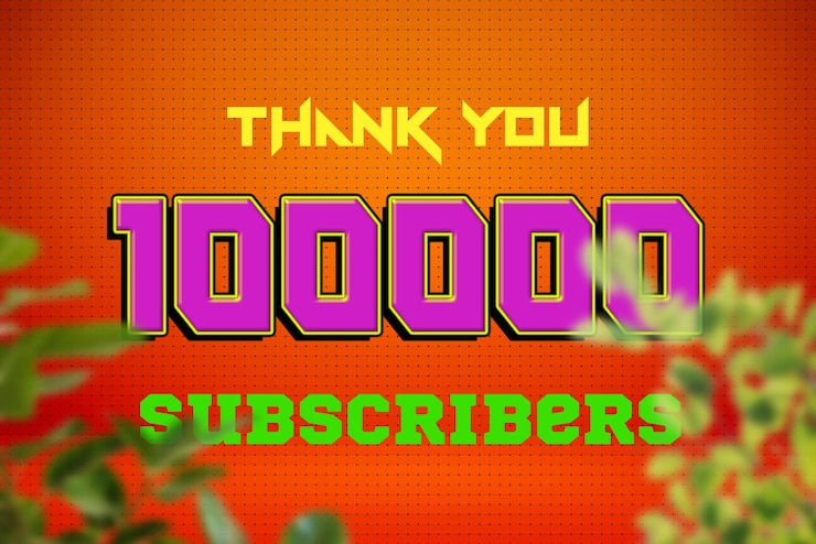 Foto banner de saludo de celebración de 100000 suscriptores con diseño de juego
