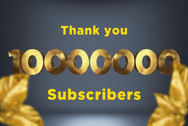 Foto banner de saludo de celebración de 10000000 suscriptores con diseño dorado