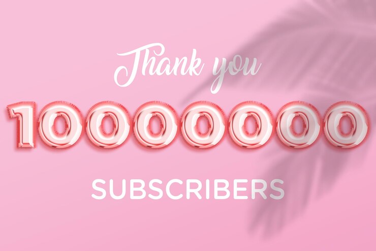 Foto banner de saludo de celebración de 10000000 suscriptores con diseño de oro rosa