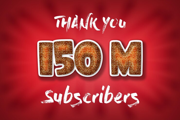 Foto banner de saludo de celebración de 150 millones de suscriptores con diseño de hamburguesa