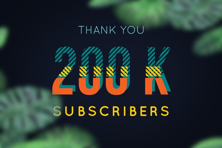 Foto banner de saludo de celebración de 200 k suscriptores con diseño de tiras