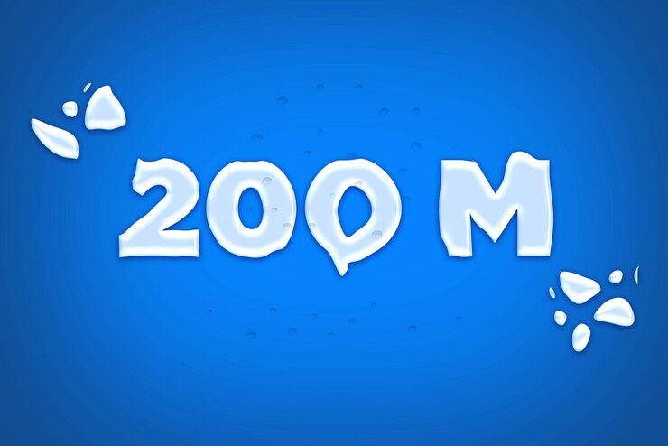 Foto banner de saludo de celebración de 200 millones de suscriptores con diseño de agua