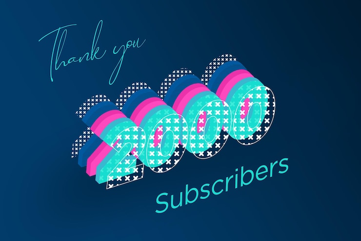 Foto banner de saludo de celebración de 2000 suscriptores con diseño de capas múltiples