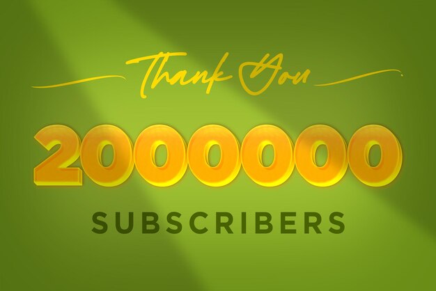 Banner de saludo de celebración de 2000000 suscriptores con diseño amarillo