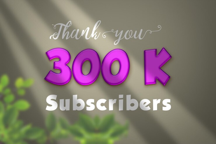 Foto banner de saludo de celebración de 300 k suscriptores con diseño líquido
