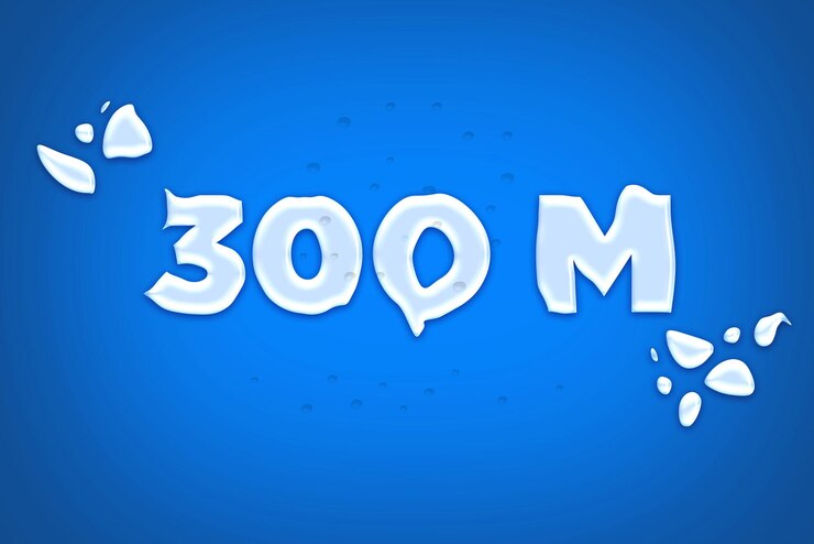 Foto banner de saludo de celebración de 300 millones de suscriptores con diseño de agua