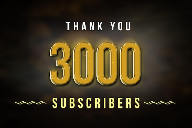 Foto banner de saludo de celebración de 3000 suscriptores con diseño dorado