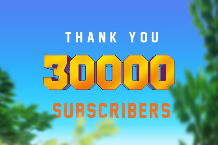 Foto banner de saludo de celebración de 30000 suscriptores con diseño 3d