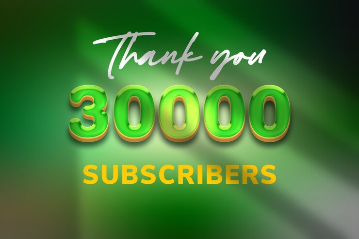 Foto banner de saludo de celebración de 30000 suscriptores con diseño de dulces