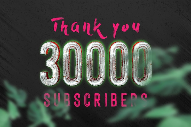 Foto banner de saludo de celebración de 30000 suscriptores con diseño de terror