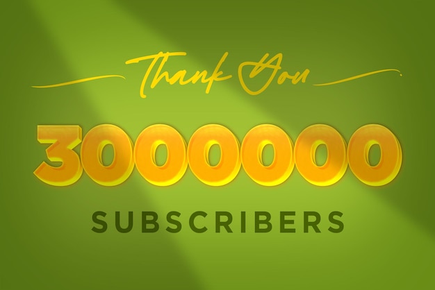 Foto banner de saludo de celebración de 3000000 suscriptores con diseño amarillo