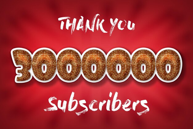Banner de saludo de celebración de 3000000 suscriptores con diseño de hamburguesa
