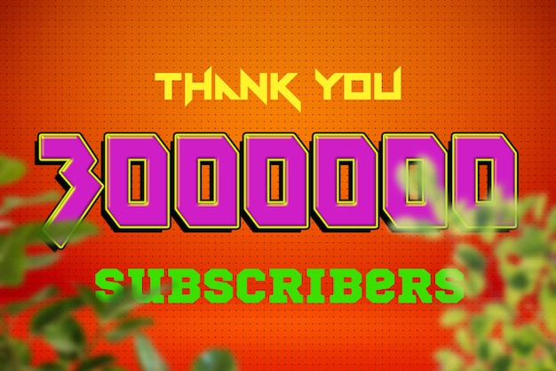 Banner de saludo de celebración de 3000000 suscriptores con diseño de juego