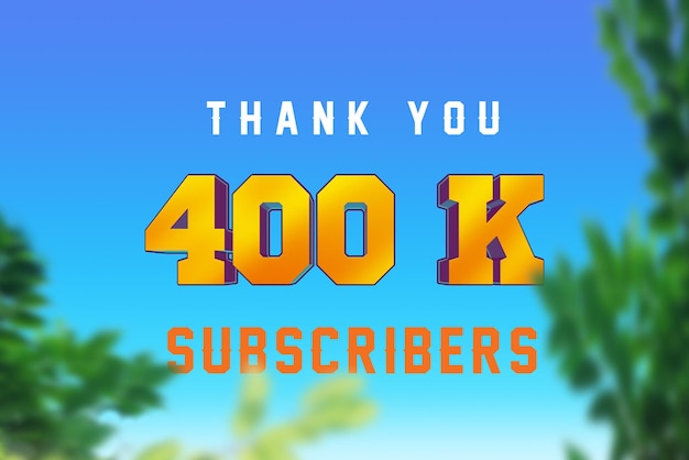 Banner de saludo de celebración de 400 K suscriptores con diseño 3d