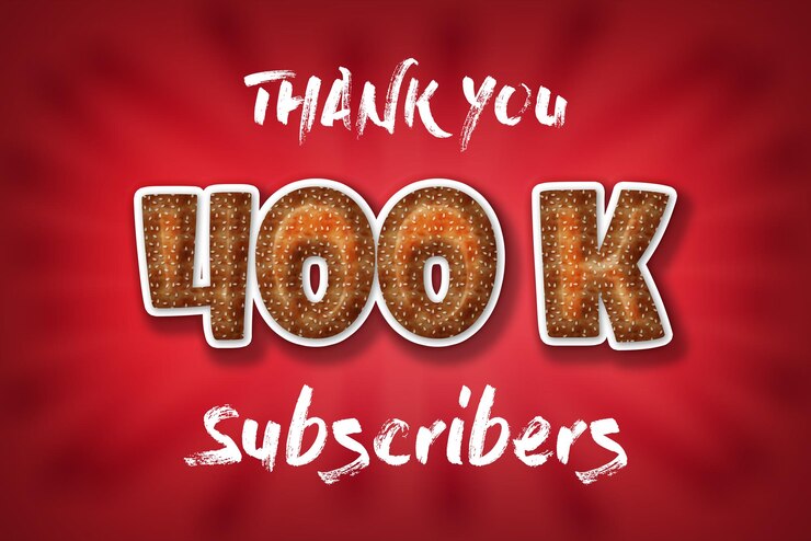 Foto banner de saludo de celebración de 400 k suscriptores con diseño de hamburguesa
