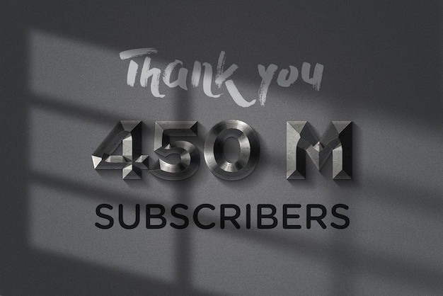 Banner de saludo de celebración de 450 millones de suscriptores con diseño elegante