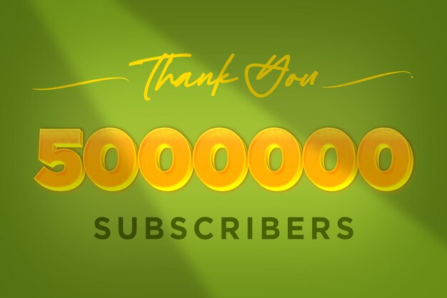 Banner de saludo de celebración de 5000000 suscriptores con diseño amarillo