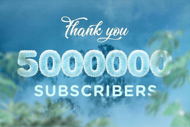 Banner de saludo de celebración de 5000000 suscriptores con diseño congelado