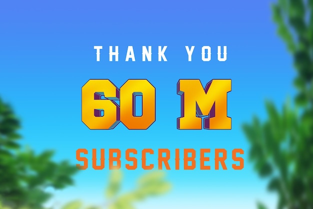 Banner de saludo de celebración de 60 millones de suscriptores con diseño 3d