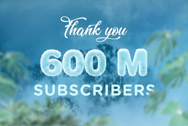 Banner de saludo de celebración de 600 millones de suscriptores con diseño congelado