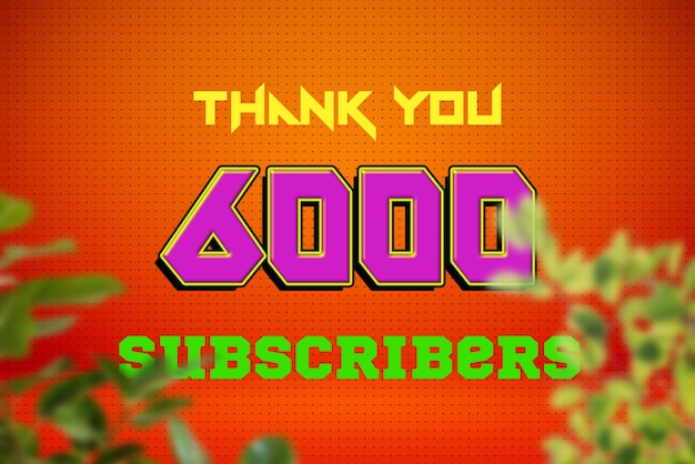 Banner de saludo de celebración de 6000 suscriptores con diseño de juego