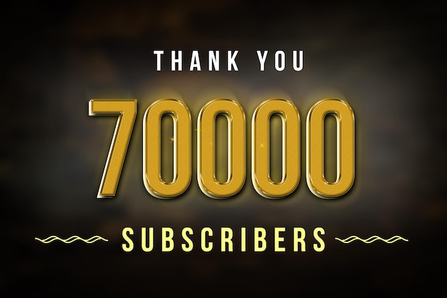 Foto banner de saludo de celebración de 70000 suscriptores con diseño dorado