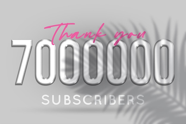 Foto banner de saludo de celebración de 7000000 suscriptores con diseño plateado