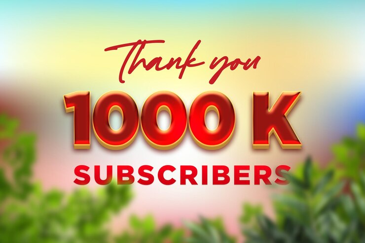 Foto banner de saludo de celebración de suscriptores de 1000 k con diseño de caramelo rojo afrutado