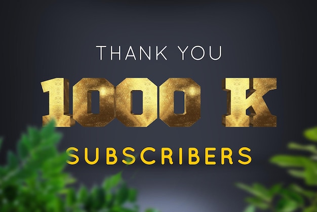 Banner de saludo de celebración de suscriptores de 1000 K con diseño de latón