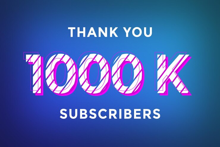 Foto banner de saludo de celebración de suscriptores de 1000 k con diseño de rayas
