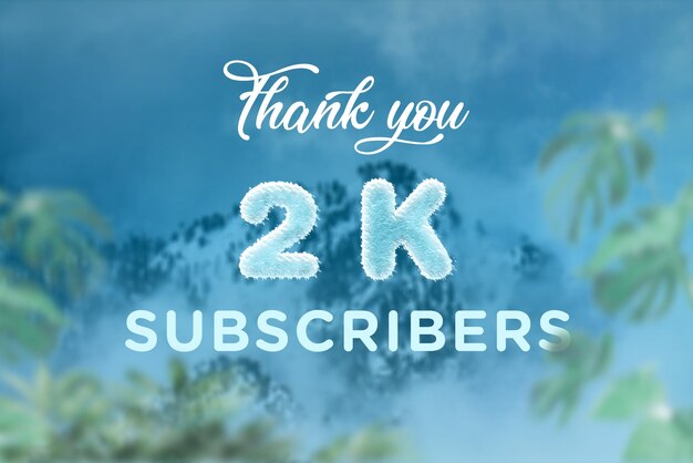 Banner de saludo de celebración de suscriptores de 2 K con diseño congelado