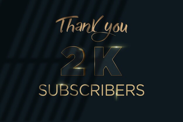 Banner de saludo de celebración de suscriptores de 2 K con diseño de lujo