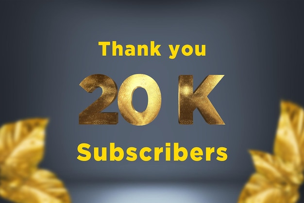 Foto banner de saludo de celebración de suscriptores de 20 k con diseño dorado