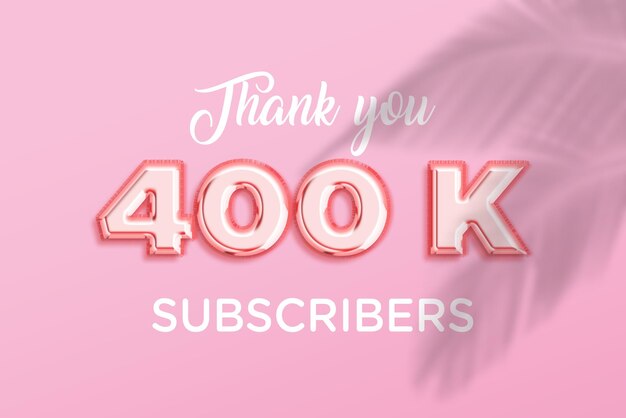 Banner de saludo de celebración de suscriptores de 400 K con diseño de oro rosa