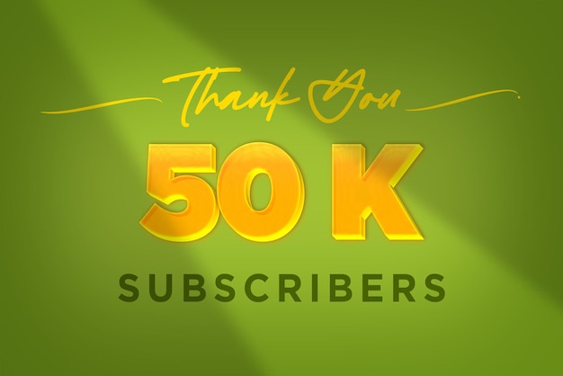 Banner de saludo de celebración de suscriptores de 50 K con diseño amarillo