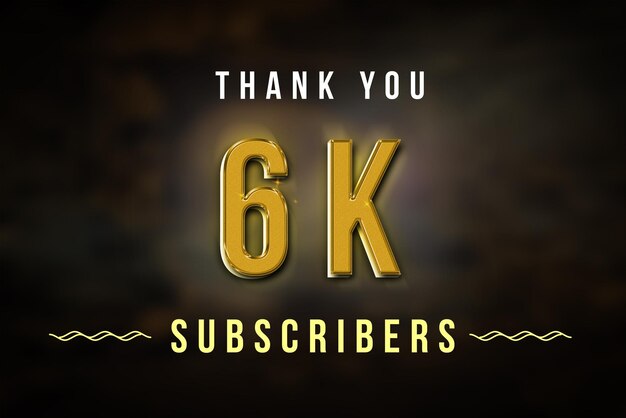 Banner de saludo de celebración de suscriptores de 6 K con diseño dorado