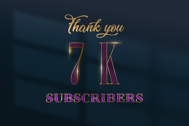 Banner de saludo de celebración de suscriptores de 7 K con diseño de lujo