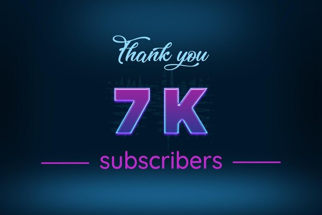 Foto banner de saludo de celebración de suscriptores de 7 k con diseño púrpura brillante