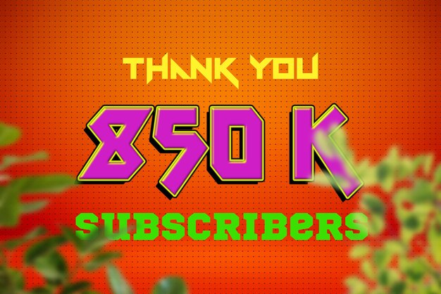 Banner de saludo de celebración de suscriptores de 850 K con diseño de juego